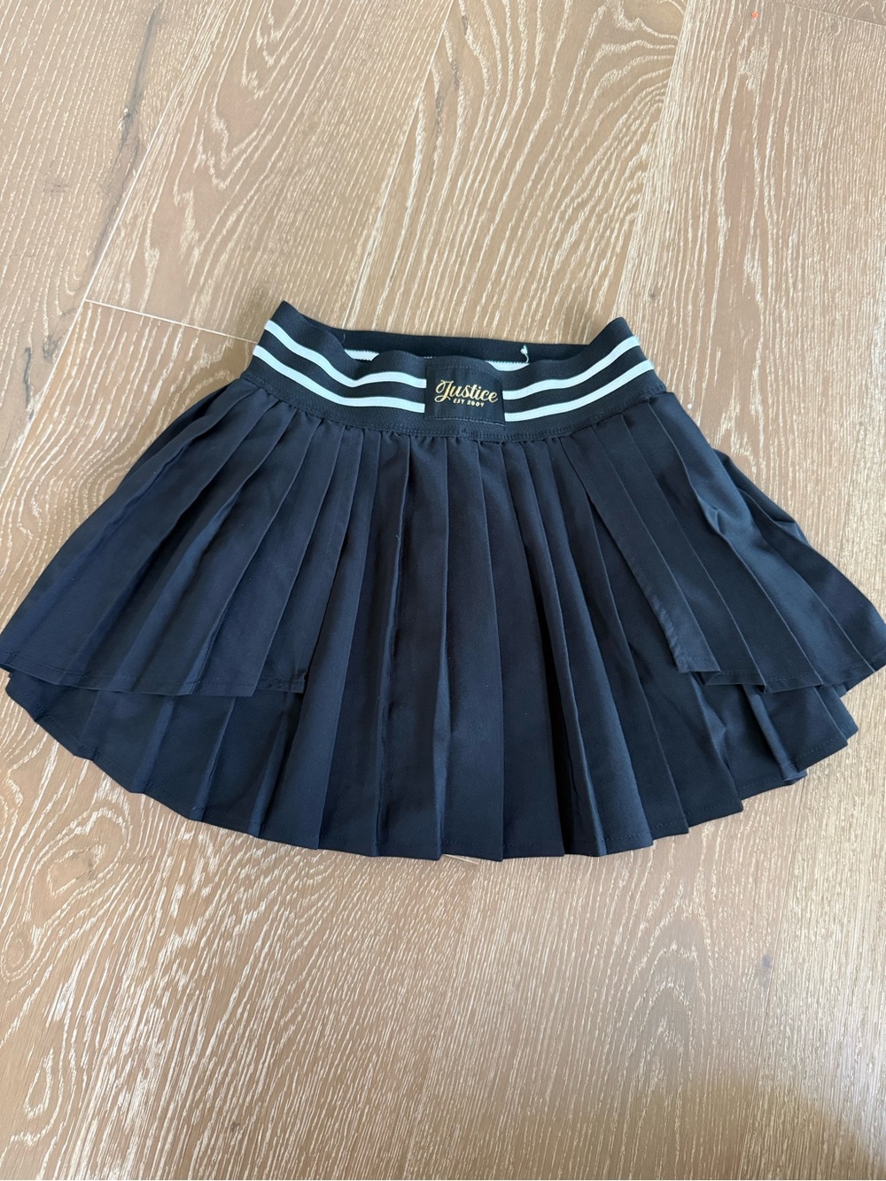 Justice Girls Black Pleated Skort Elastic Pull-On Waist Size 7/8